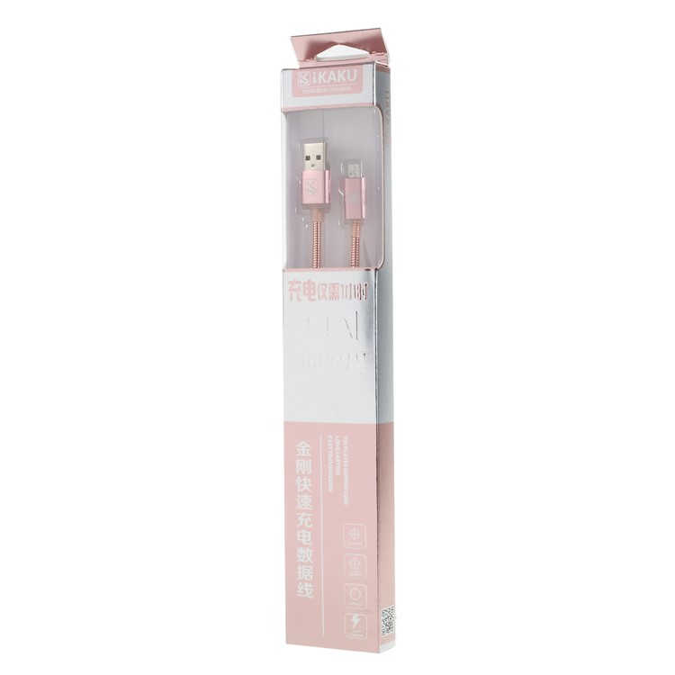 KAKU Kingkong Series 1M 2.4A Metal Coated Micro USB Data Sync Charger Cable for Samsung HTC LG - Pink-6