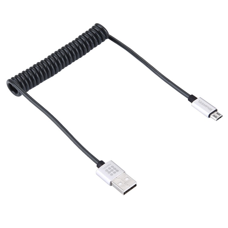 HAWEEL Spring Coiled Micro USB Data Sync Charging Cable for Samsung HTC Huawei - Black-2