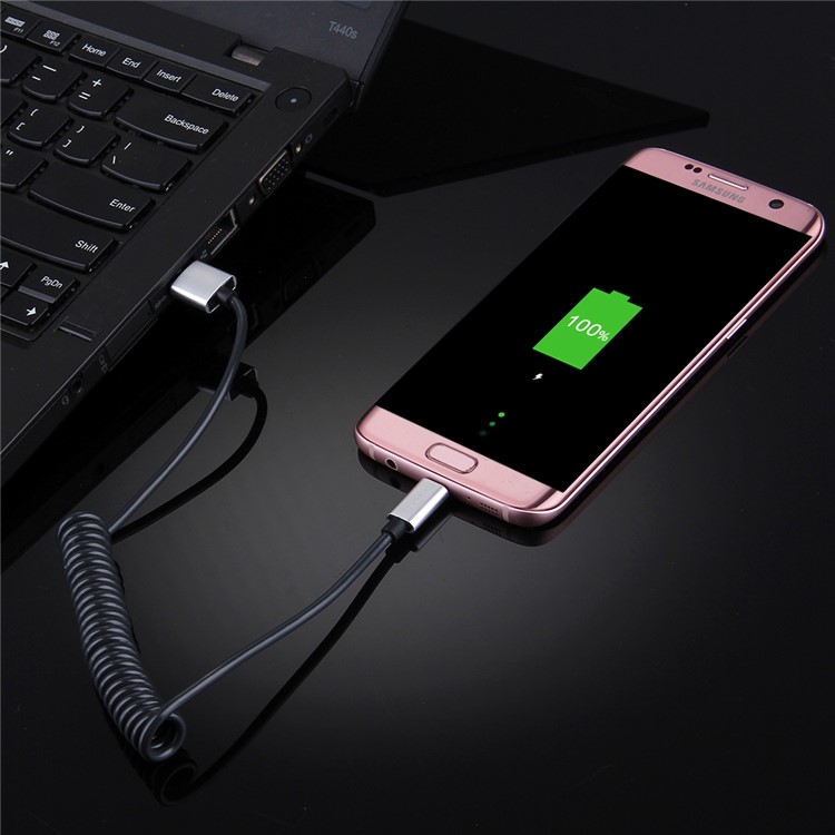 HAWEEL Spring Coiled Micro USB Data Sync Charging Cable for Samsung HTC Huawei - Black-8
