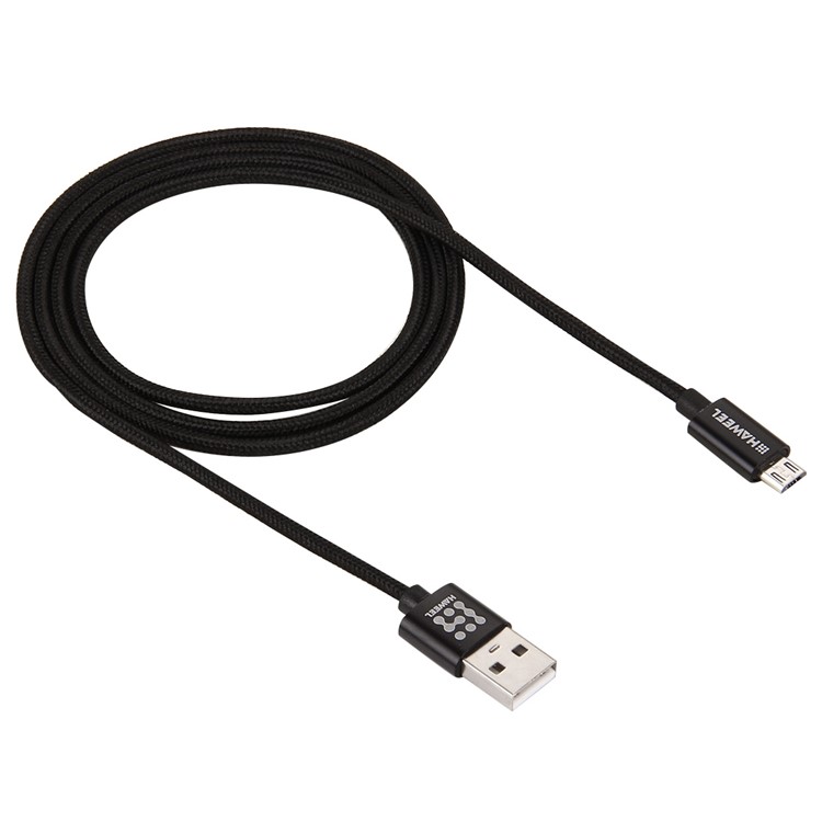 HAWEEL HWL1024 1m 3A Woven Micro USB Data Sync Charging Cable for Samsung Huawei etc - Black-2
