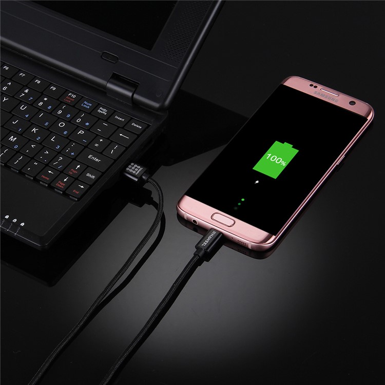 HAWEEL HWL1024 1m 3A Woven Micro USB Data Sync Charging Cable for Samsung Huawei etc - Black-6