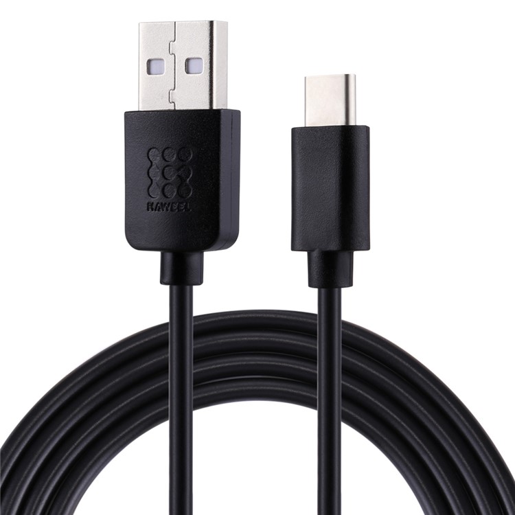 HAWEEL HWL-1020 1m Type-C USB2.0 Data Sync Charging Cord Cable - Black-1