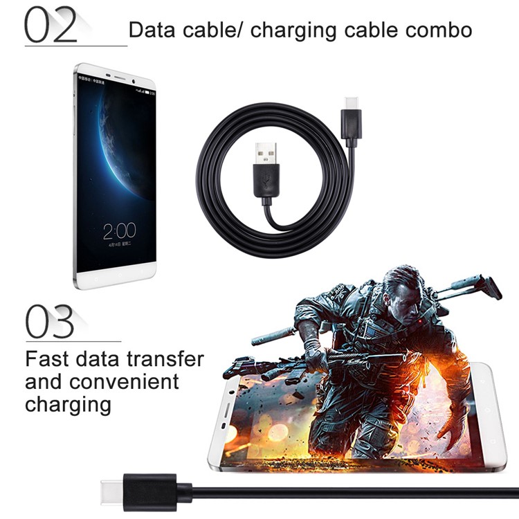 HAWEEL HWL-1020 1m Type-C USB2.0 Data Sync Charging Cord Cable - Black-6
