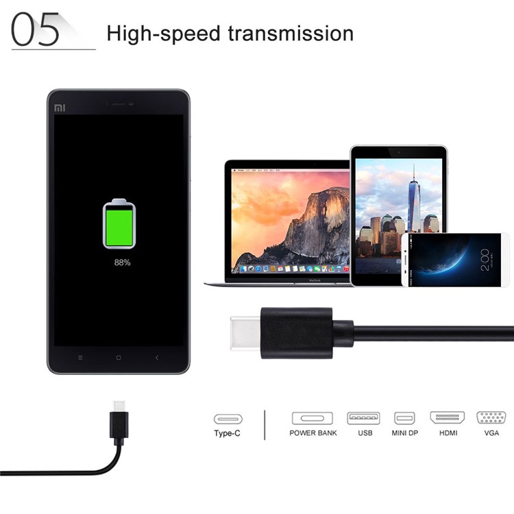 HAWEEL HWL-1020 1m Type-C USB2.0 Data Sync Charging Cord Cable - Black-8