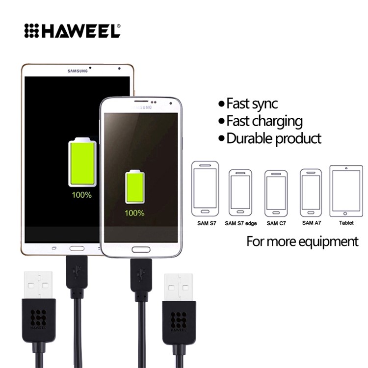 HAWEEL 3.0M Micro USB Data Sync Charging Cable for Samsung HTC Huawei - Black-6