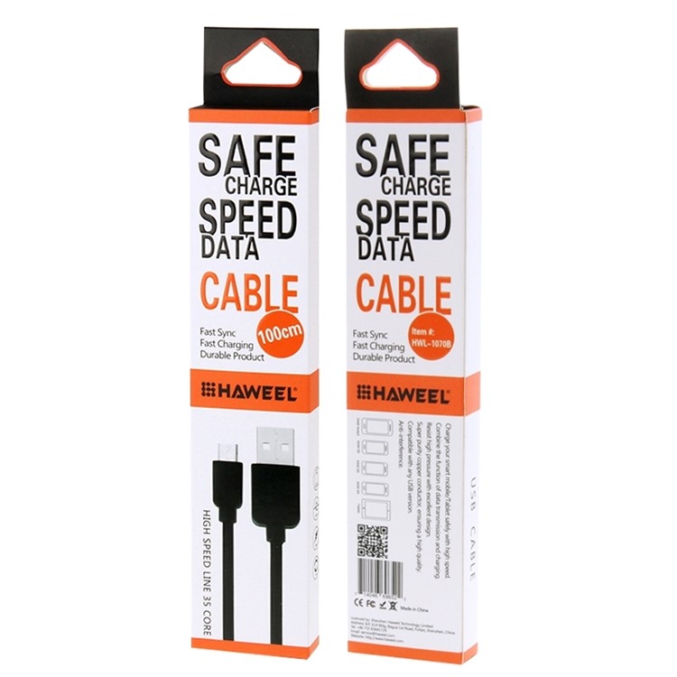 HAWEEL Micro USB Data Sync Charging Cable for Samsung HTC Huawei - Black-8