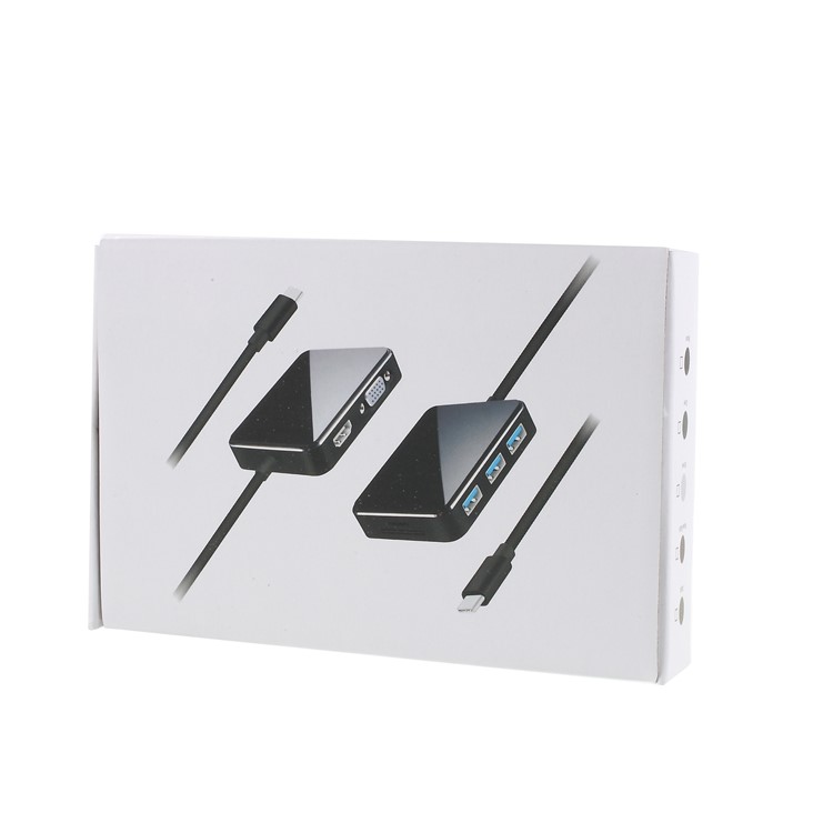 7-in-1 USB-C Multifunctional Adapter with 3 USB 3.0 + VGA + HDMI + TF/SD Card Reader Ports-7