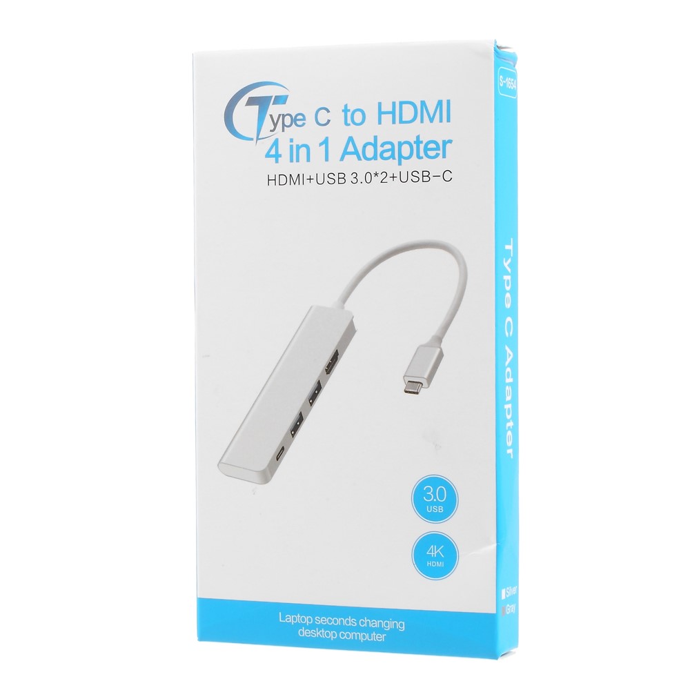 Multi-functional Aluminum Alloy 5-in-1 Type-C Hub with TF/SD Card Reader + 3 USB 3.0 Ports for MacBook Pro-4