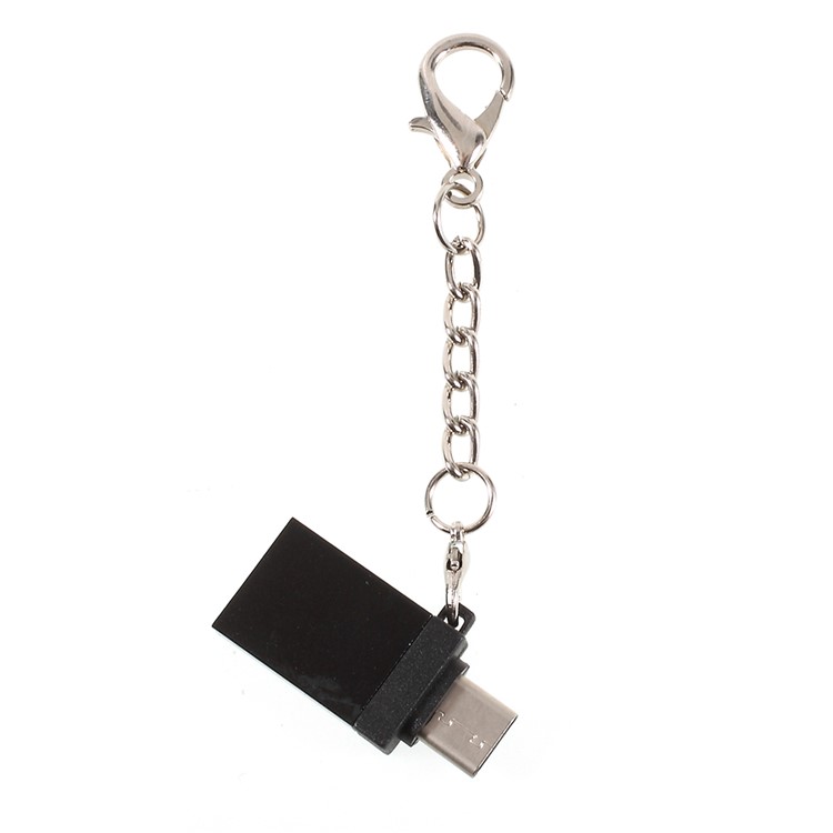 Male USB Type-C to Female Micro USB OTG Converter with Anti-lost Hook for Samsung Huawei Sony - Black-1