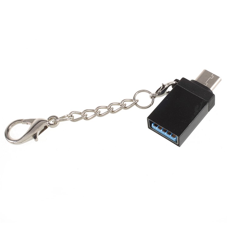 Male USB Type-C to Female Micro USB OTG Converter with Anti-lost Hook for Samsung Huawei Sony - Black-2