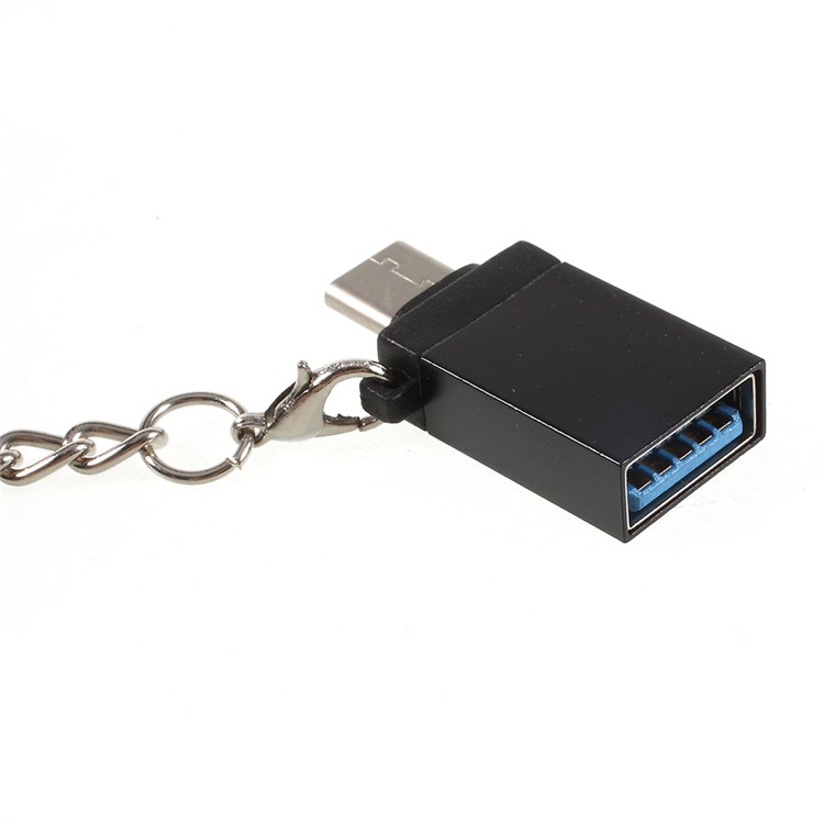 Male USB Type-C to Female Micro USB OTG Converter with Anti-lost Hook for Samsung Huawei Sony - Black-3
