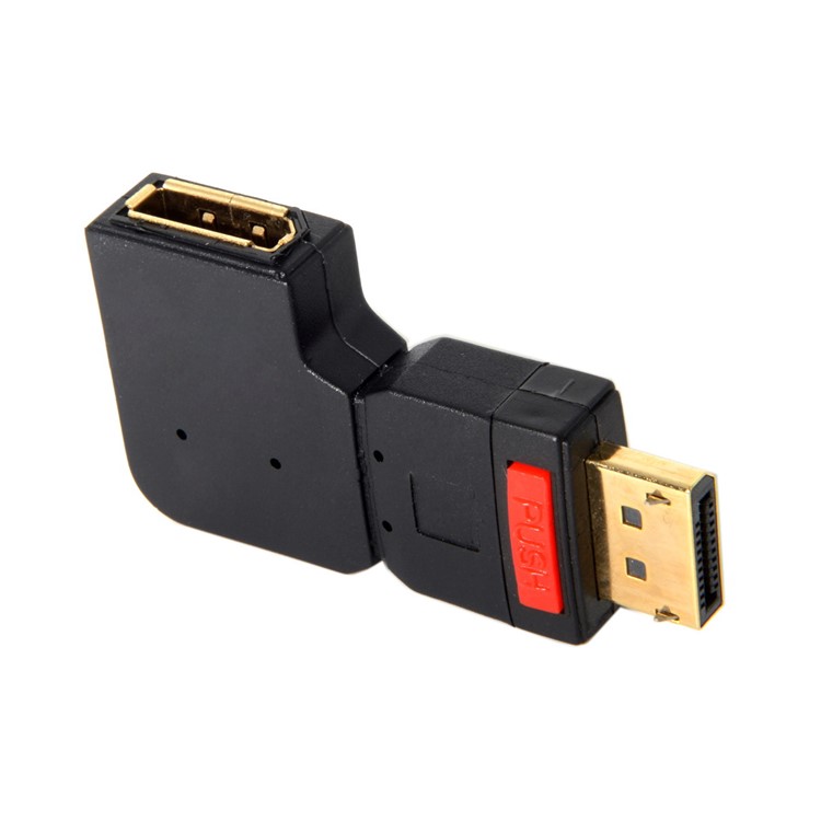 Left Angled 90 Degree DisplayPort Male to Female Extension Adapter-6