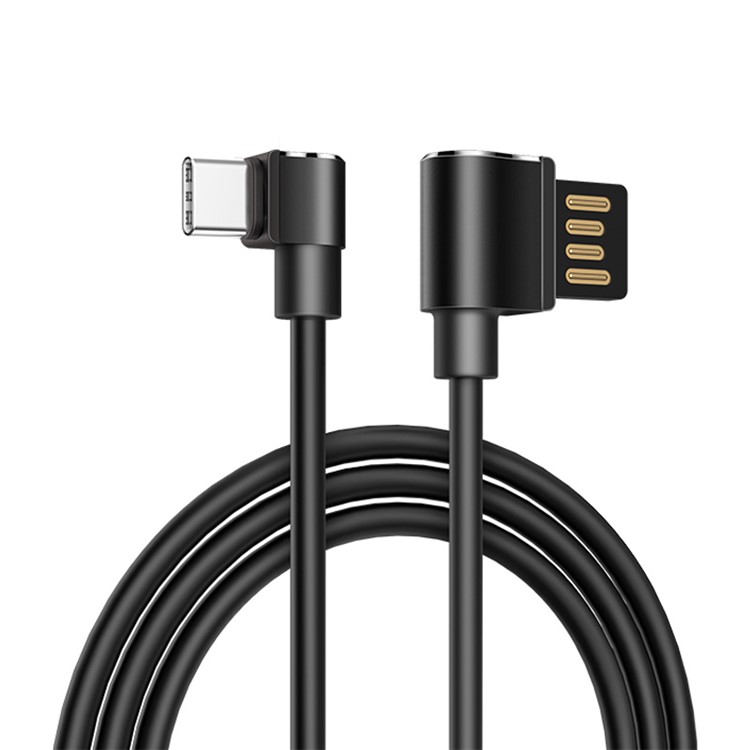 HOCO U37 90 Degree Right Angled Type C Charging Data Cable 1.2m for Samsung Huawei etc. - Black-1