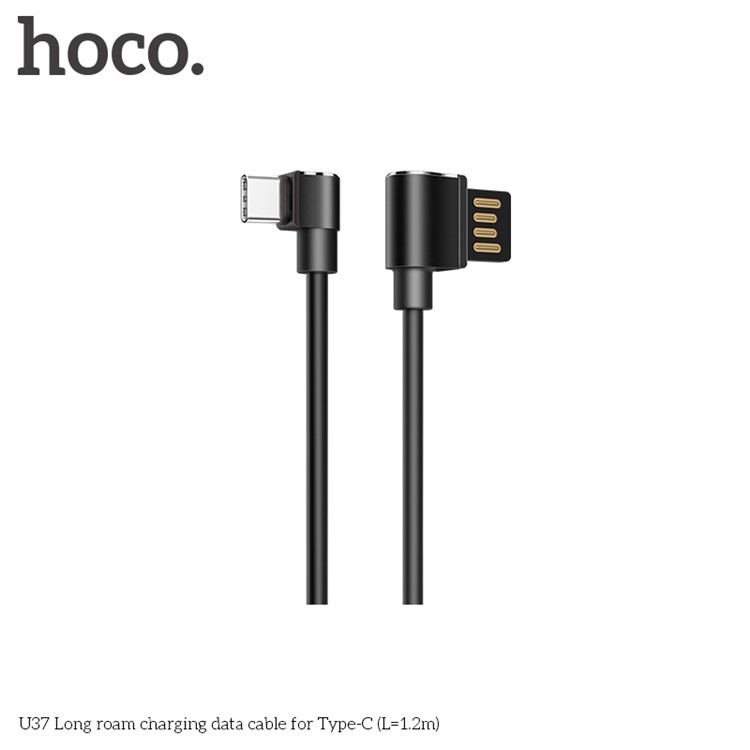 HOCO U37 90 Degree Right Angled Type C Charging Data Cable 1.2m for Samsung Huawei etc. - Black-2
