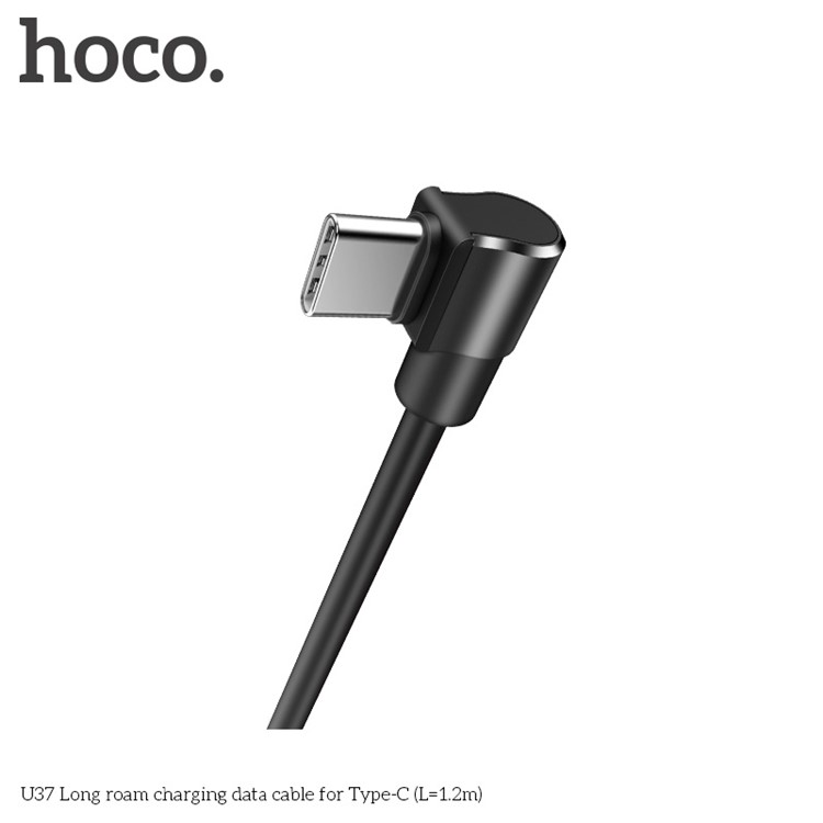 HOCO U37 90 Degree Right Angled Type C Charging Data Cable 1.2m for Samsung Huawei etc. - Black-3