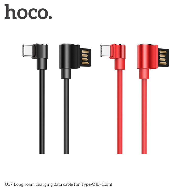 HOCO U37 90 Degree Right Angled Type C Charging Data Cable 1.2m for Samsung Huawei etc. - Black-4