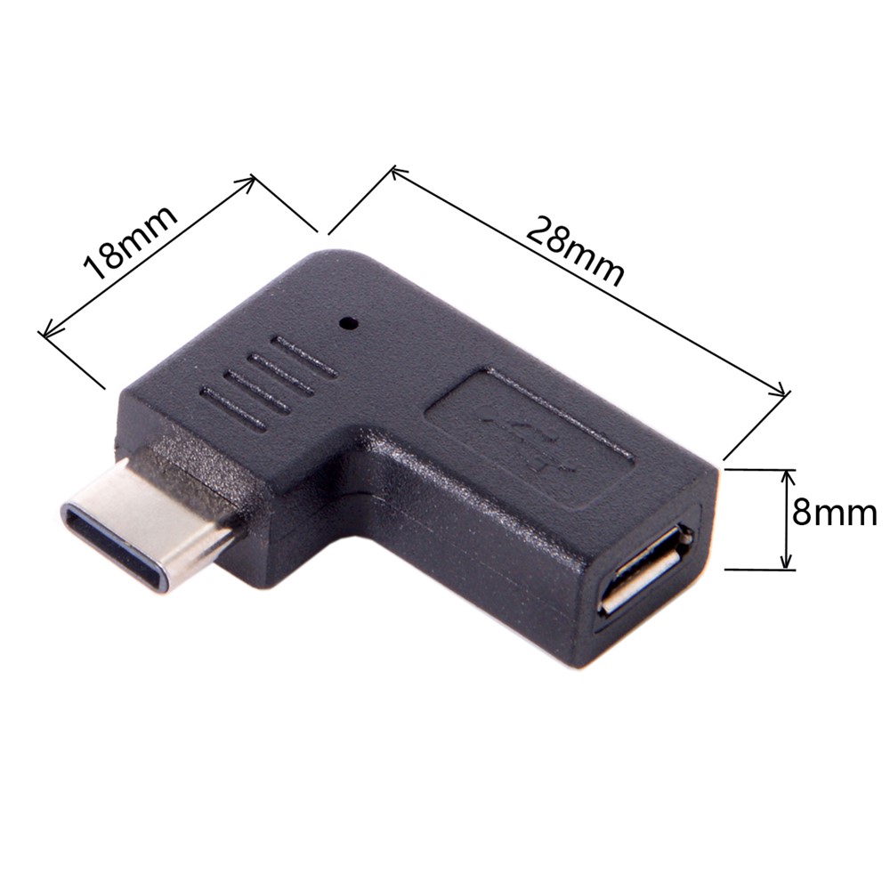 USB-C Type-C Maschile a Micro USB 2.0 5pin Adattatore di Dati Femminile a 90 Gradi Tipo Angolato