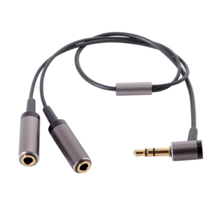 3.5mm Stereo Headphone Audio Cable Splitter Male to 2 Female 90 Degree Angled for Earphone-2