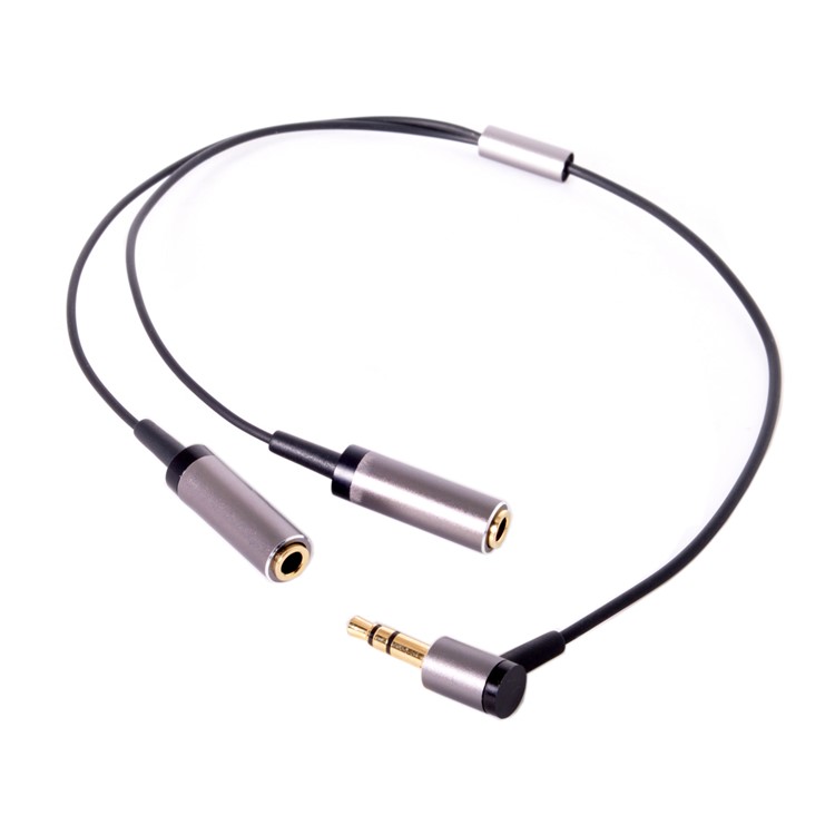 3.5mm Stereo Headphone Audio Cable Splitter Male to 2 Female 90 Degree Angled for Earphone-4