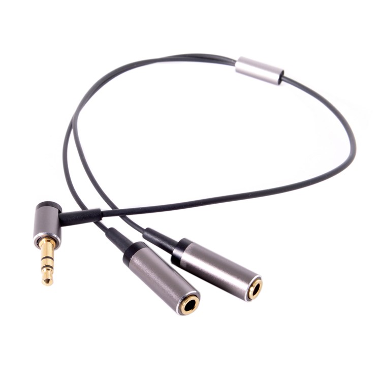 3.5mm Stereo Headphone Audio Cable Splitter Male to 2 Female 90 Degree Angled for Earphone-5