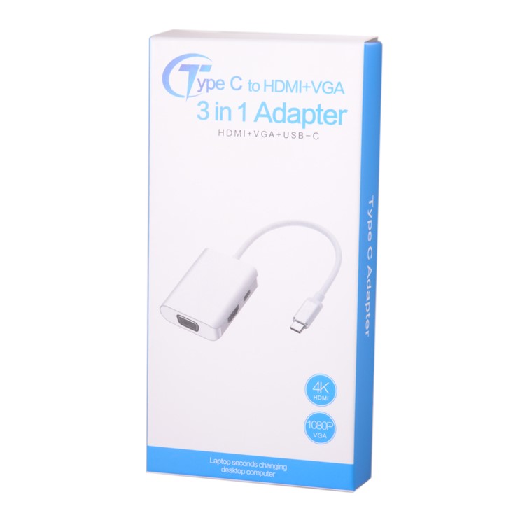 USB C to HDMI 4K VGA 1080P Type C Adapter USB-C with Power for Laptop & Phone S8 S9 Mate10-12