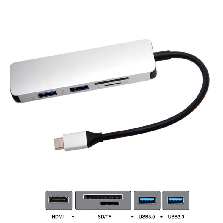 USB 3.1 Type-C USB-C to HDMI & Dual Ports 3.0 Hub & SD Card Reader for PC Laptop & Macbook-3