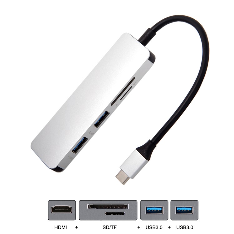 USB 3.1 Type-C USB-C to HDMI & Dual Ports 3.0 Hub & SD Card Reader for PC Laptop & Macbook-5