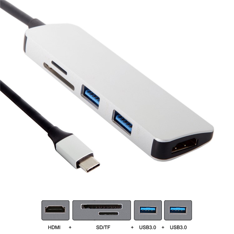 USB 3.1 Type-C USB-C to HDMI & Dual Ports 3.0 Hub & SD Card Reader for PC Laptop & Macbook-6
