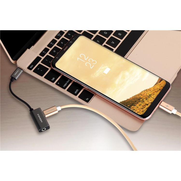 MOMAX ONELINK USB Type-C to 3.5mm Audio Jack + Type-C Female Charging Port Adapter Cable - Dark Grey-12