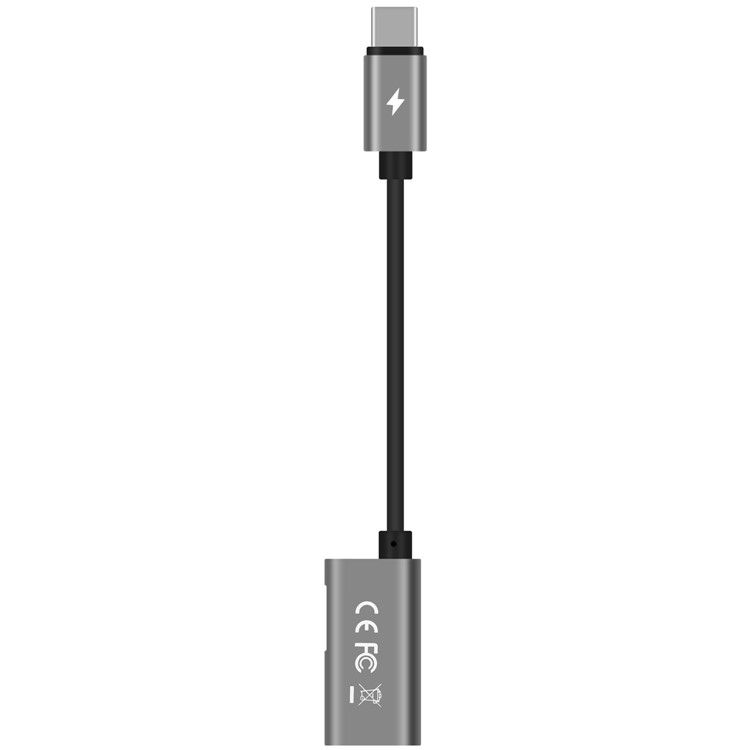 MOMAX ONELINK USB Type-C to 3.5mm Audio Jack + Type-C Female Charging Port Adapter Cable - Dark Grey-3