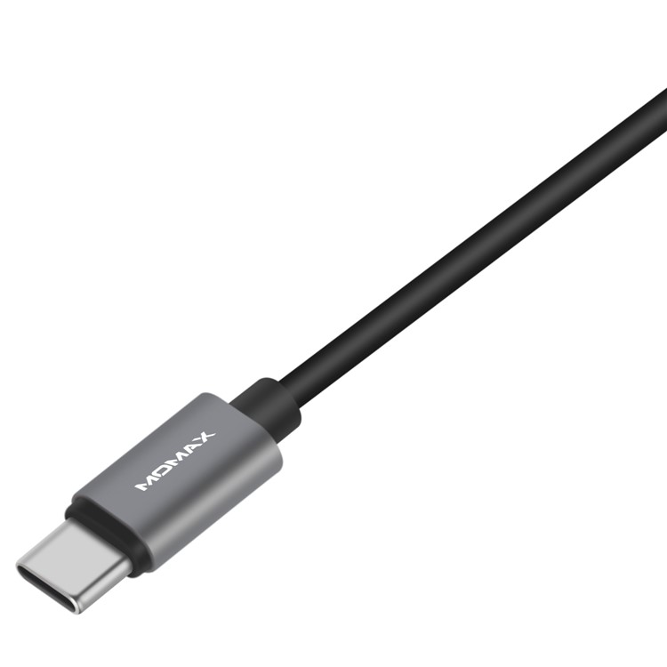 MOMAX ONELINK USB Type-C to 3.5mm Audio Jack + Type-C Female Charging Port Adapter Cable - Dark Grey-8