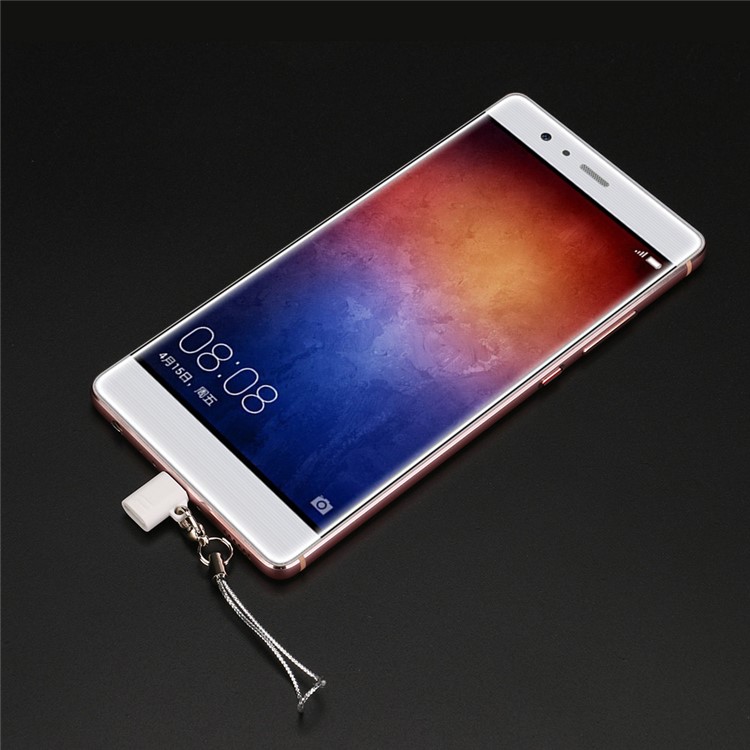 Mini Micro USB Male to Type-C Female Charging Sync Adapter with Anti-lost Chain - White-2