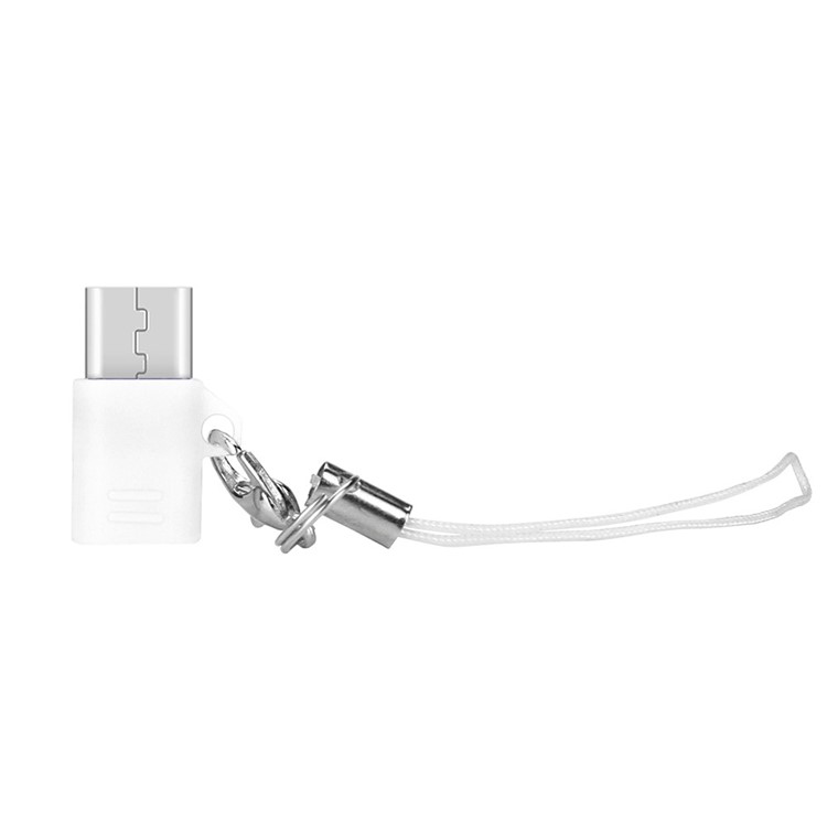 Mini Micro USB Male to Type-C Female Charging Sync Adapter with Anti-lost Chain - White-4
