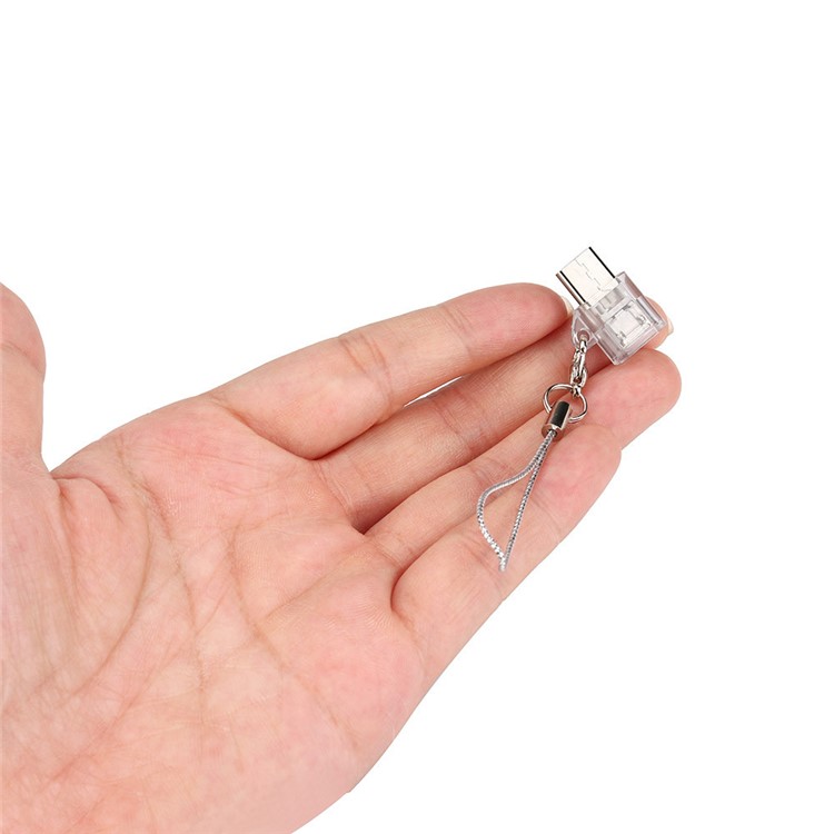 Clear Portable Micro USB Male to Type-C Female Charging Sync Converter with Anti-lost Chain - White-3