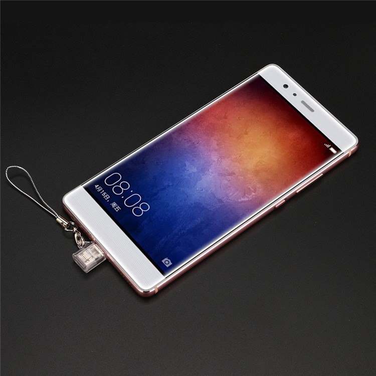 Clear Portable Micro USB Male to Type-C Female Charging Sync Converter with Anti-lost Chain - White-4