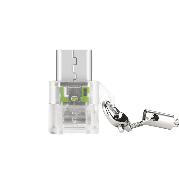 

Clear Portable Micro USB Male to Type-C Female Charging Sync Adapter with Anti-lost Chain - Green