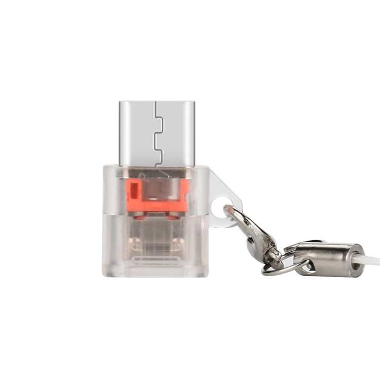 

Clear Portable Micro USB Male to Type-C Female Data Charging Converter with Anti-lost Chain - Orange