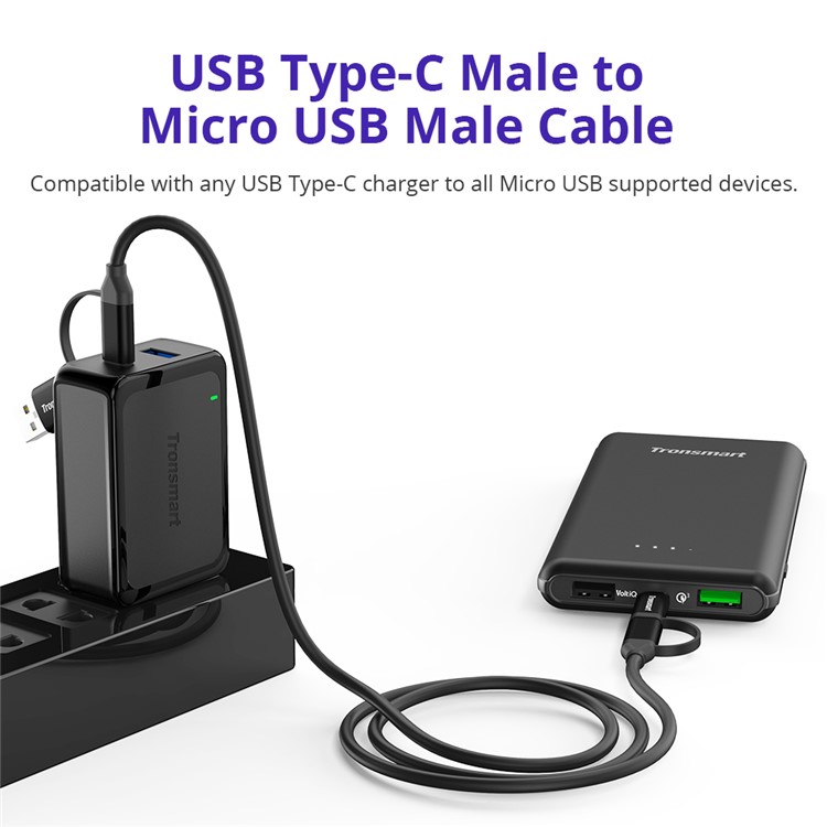 300Pcs/Set TRONSMART C4N1 4-in-1 Type-C to Micro USB and USB 2.0 Data Sync Charging Cable-6