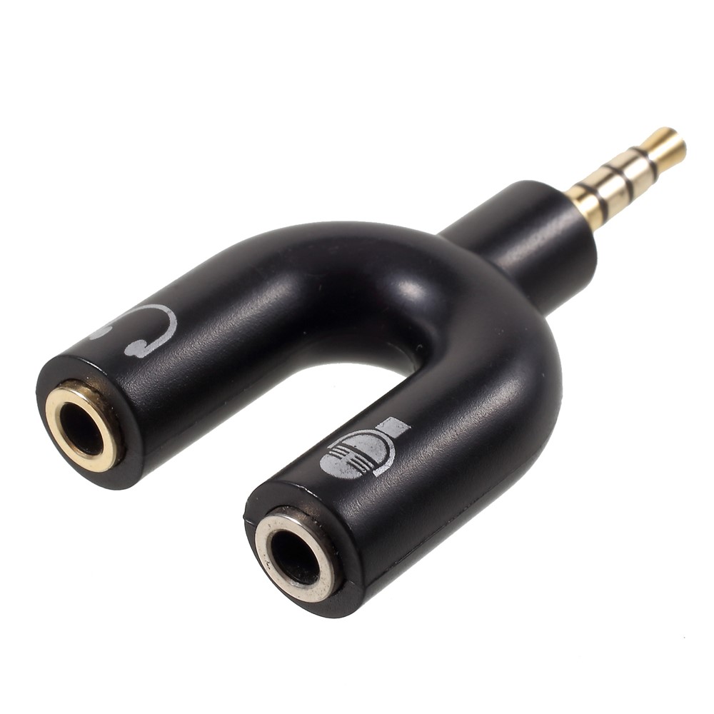 U-Form 3,5 Mm Stereo-Audio-Stecker Auf 2 Weibliche Kopfhörer / Mikrofon Splitter-Adapter-1