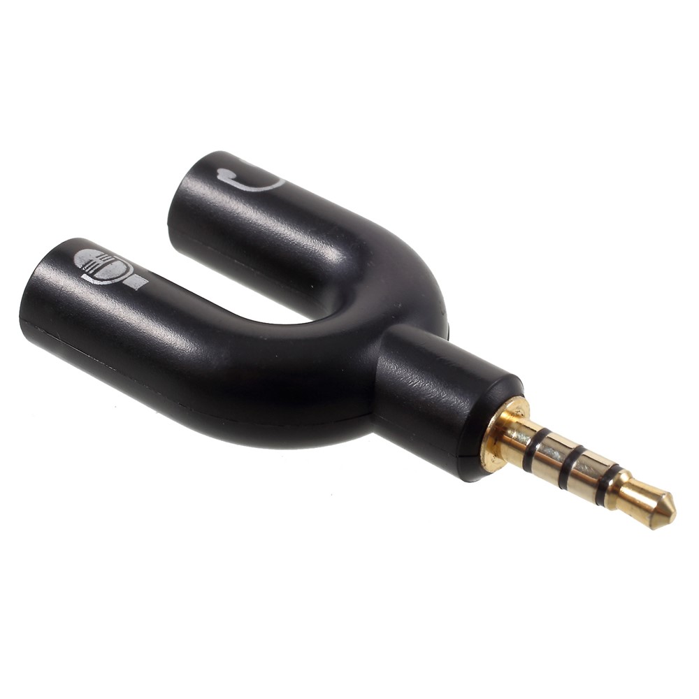 U Shape 3.5mm Stereo Audio Male to 2 Female Headphone/Mic Splitter Adapter-3