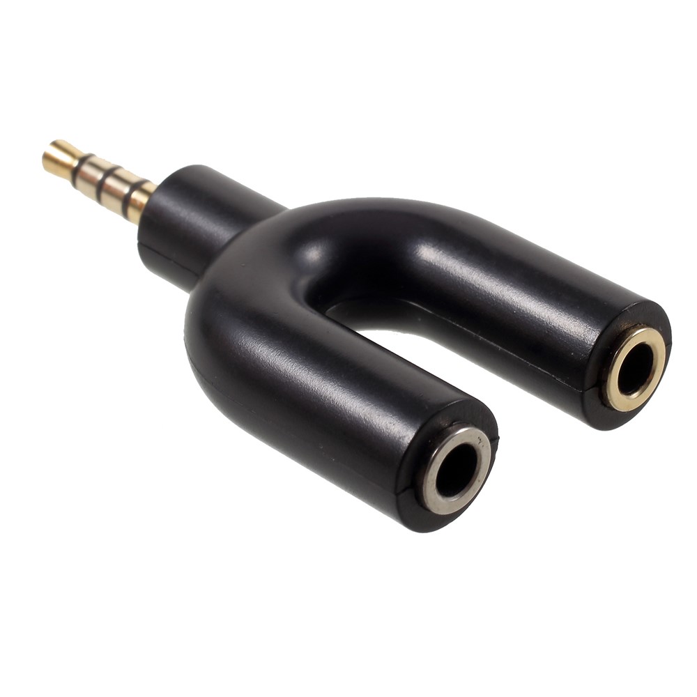 U-Form 3,5 Mm Stereo-Audio-Stecker Auf 2 Weibliche Kopfhörer / Mikrofon Splitter-Adapter-4