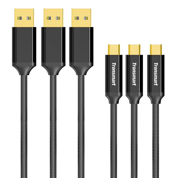 TRONSMART CPP9 3Pcs/Lot Type-C Nylon Braided Charging Data Sync Cable for Samsung Sony Huawei-1