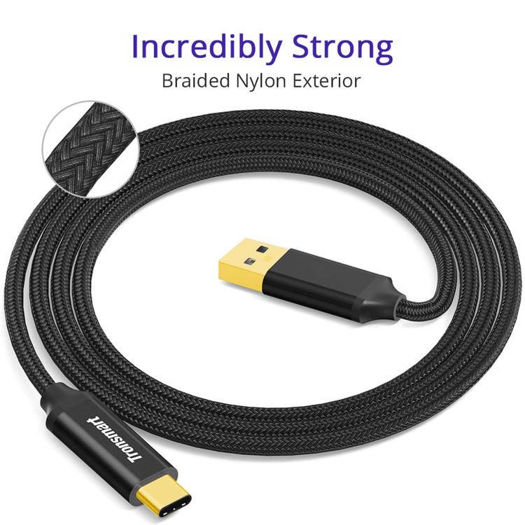 TRONSMART CPP9 3Pcs/Lot Type-C Nylon Braided Charging Data Sync Cable for Samsung Sony Huawei-4