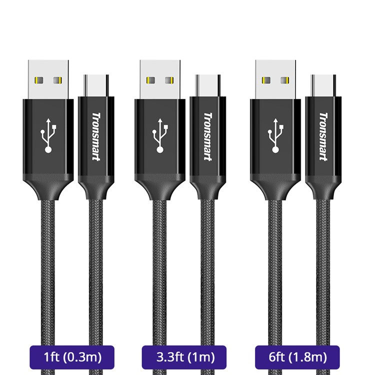 

TRONSMART CPP5 Nylon Braided Pattern Type-C USB Data Sync Charger Cable for Samsung HTC Huawei