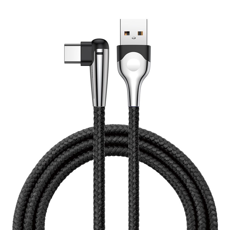 BASEUS 1M MVP Elbow 3A Fast Charging Right Angle 90-Degree Type-C Data Cable - Black