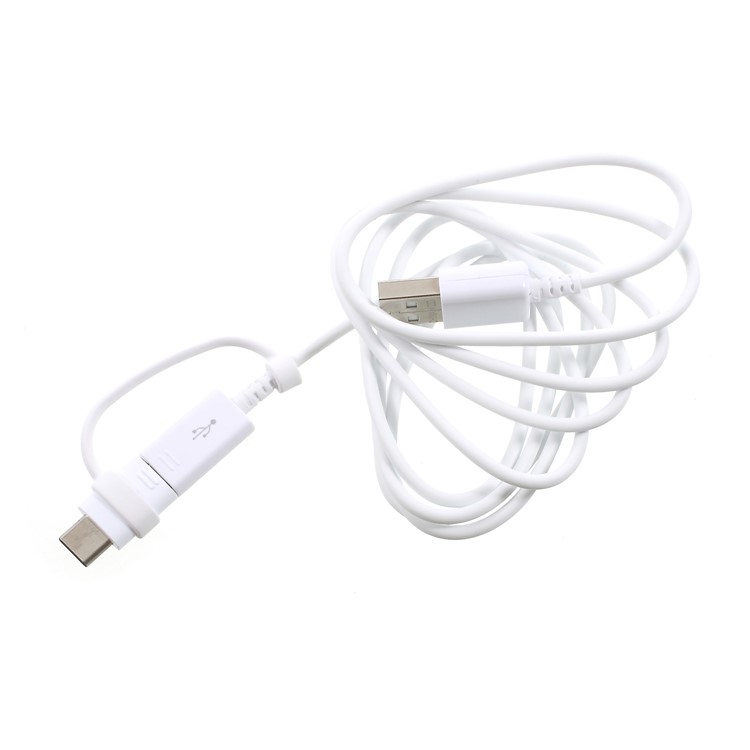 2-in-1 Micro USB + Type-C Data Sync Charging Cable Cord 1.5M for Samsung Huawei etc. - White-4