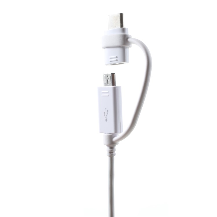 2-in-1 Micro USB + Type-C Data Sync Charging Cable Cord 1.5M for Samsung Huawei etc. - White-8
