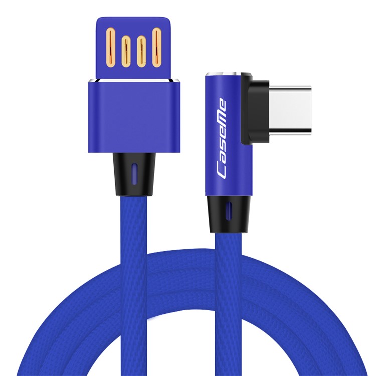 

CASEME 1.0M Двойной Локтевой Обратимый Тип-c USB-кабель Для Синхронизации Данных Для Samsung Huawei LG - Синий, Galaxy A8+ (2018)