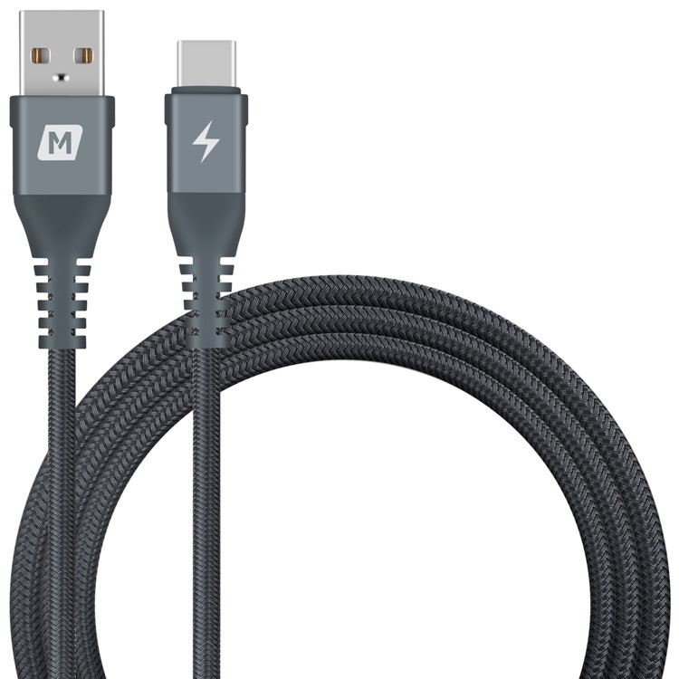 MOMAX 5A Super Charging USB-C to USB-A 1.2m Data Sync Charging Cable Tough Woven Cord - Grey-1