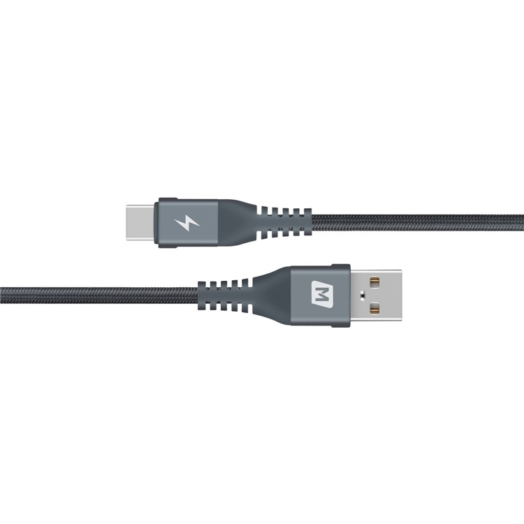 MOMAX 5A Super Charging USB-C to USB-A 1.2m Data Sync Charging Cable Tough Woven Cord - Grey-3